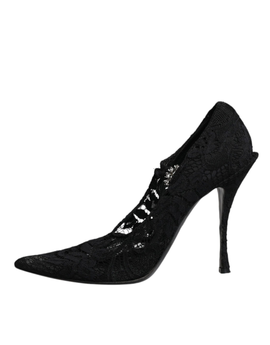 Dolce & Gabbana Schwarz Spitze Kristalle Mary Jane Pumps Schuhe
