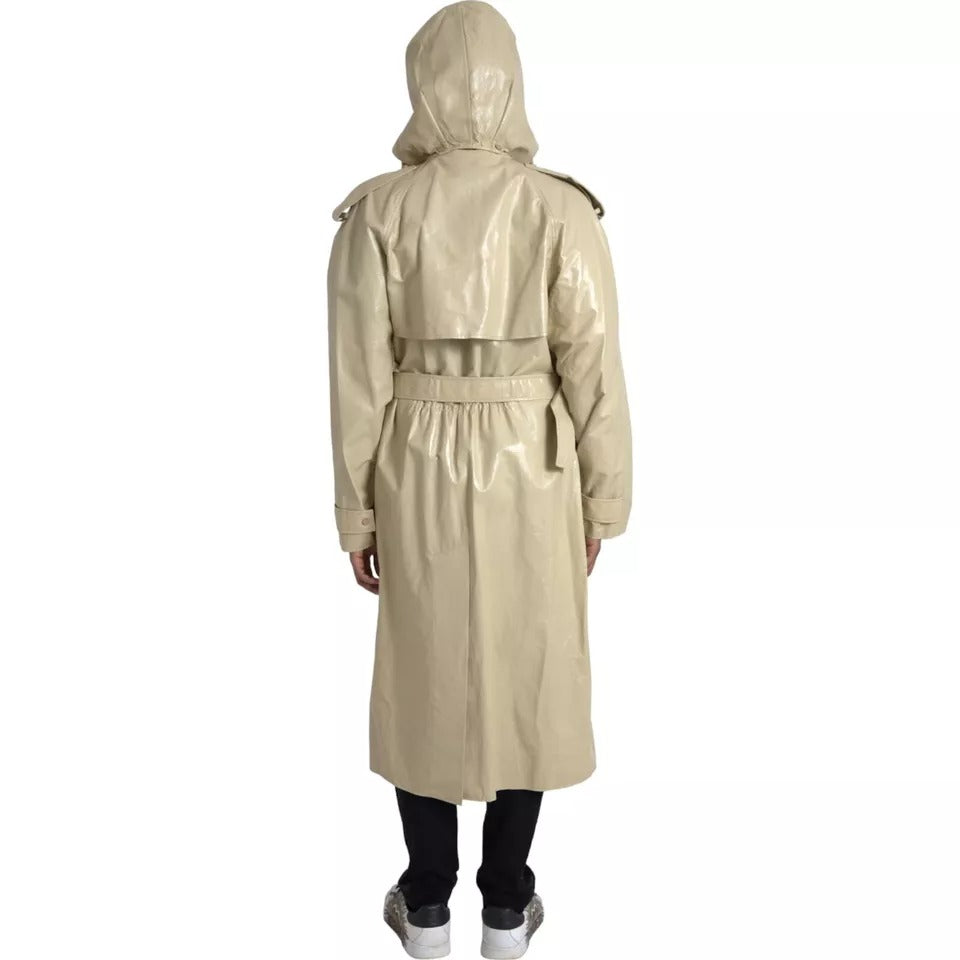 Bottega Veneta Beige Lammfell Leder Trenchcoat Jacke