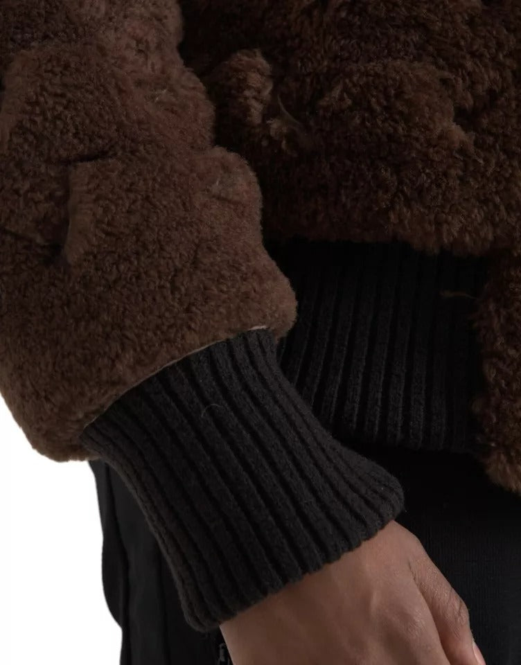Bottega Veneta Brauner Pelz Lamm Shearling Mantel Jacke