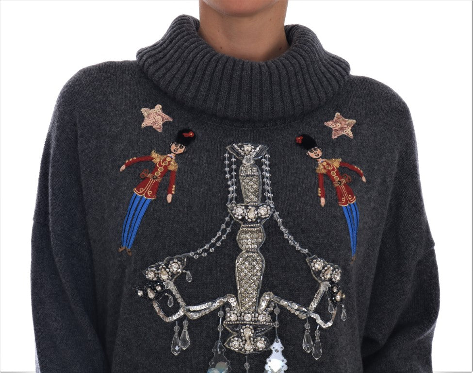 Dolce & Gabbana Fairy Tale Crystal Gray Kaschmirpullover