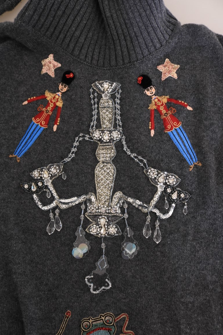 Dolce & Gabbana Fairy Tale Crystal Gray Kaschmirpullover