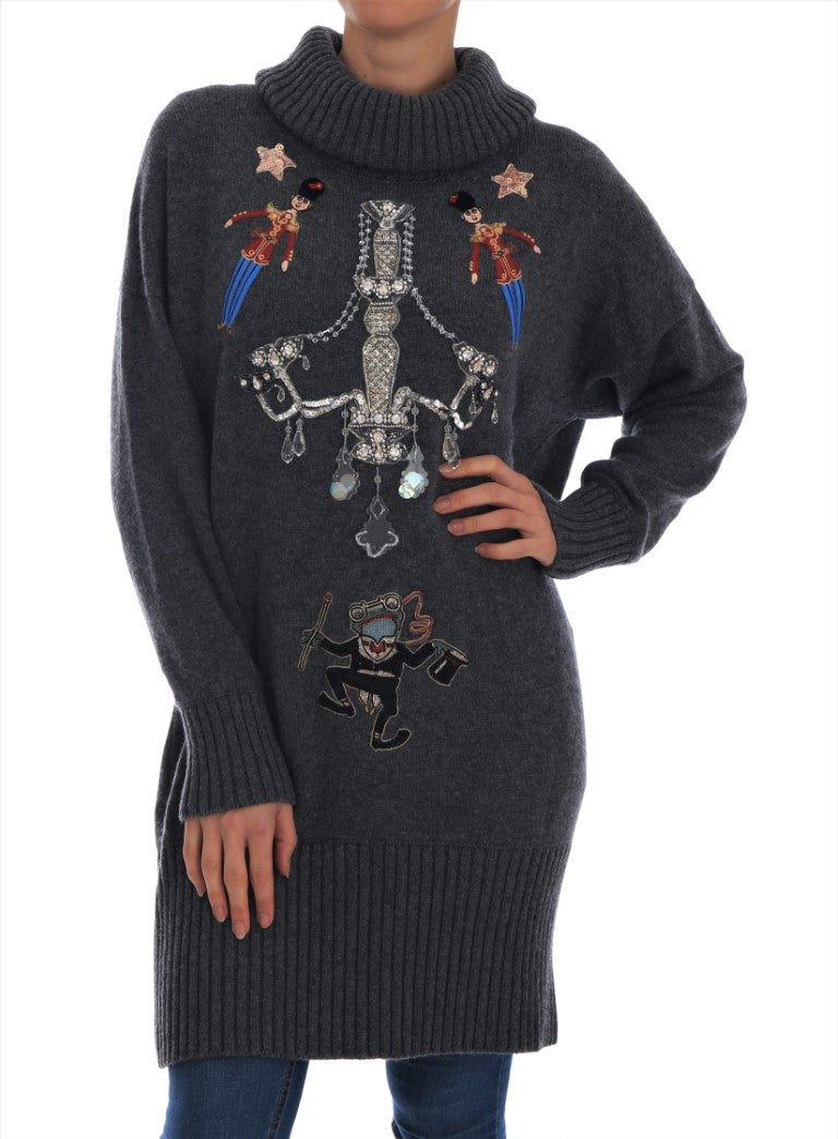 Dolce & Gabbana Fairy Tale Crystal Gray Kaschmirpullover