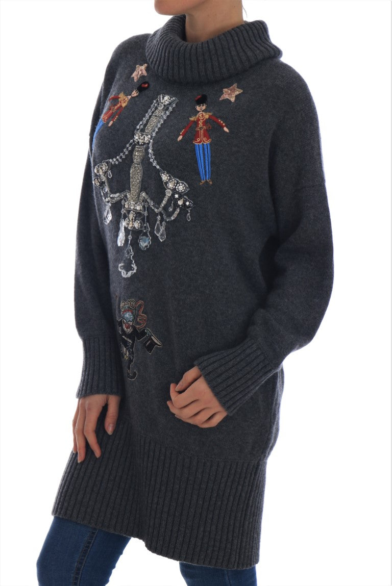 Dolce & Gabbana Fairy Tale Crystal Gray Kaschmirpullover