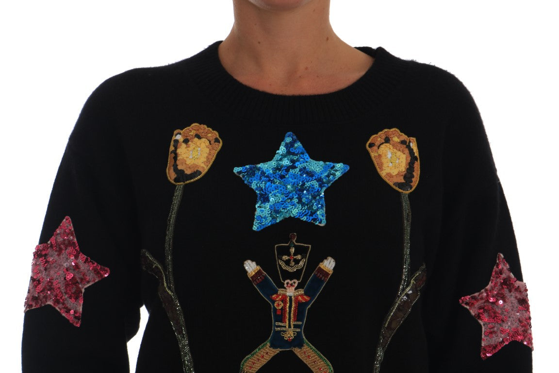 Dolce & Gabbana Fairy Tale Crystal Schwarzer Kaschmirpullover