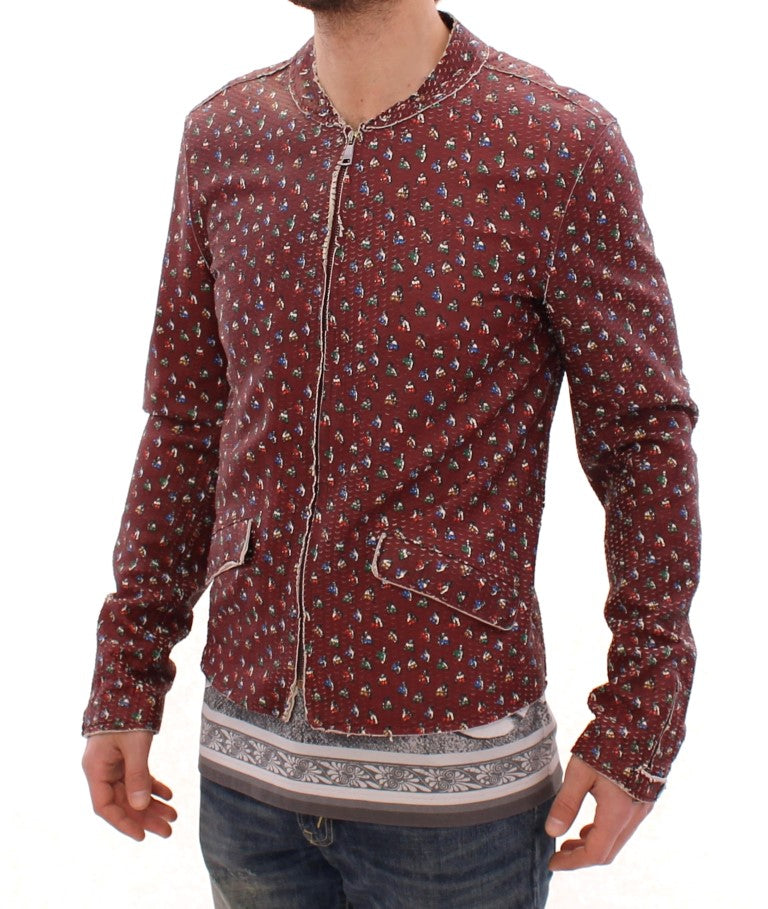 Dolce & Gabbana Bordeaux Leder Boxer Print Jacke Mantel