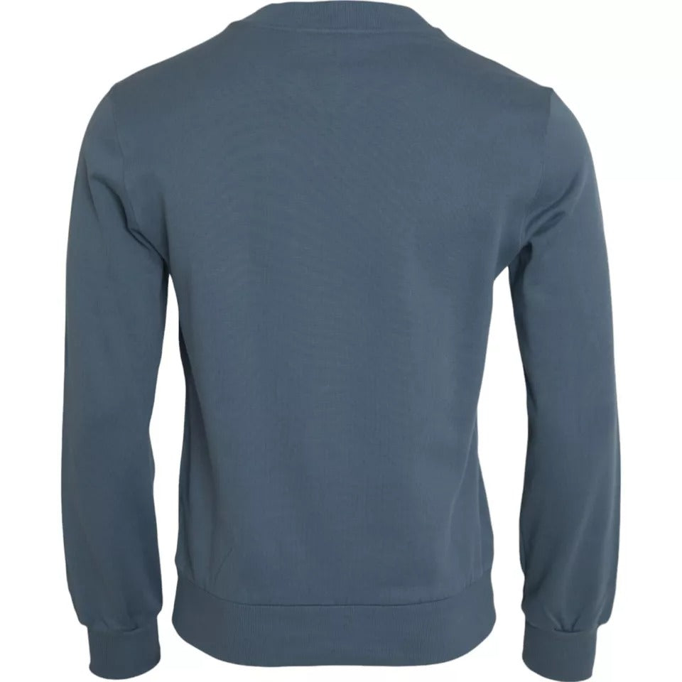 Dolce & Gabbana Blauer Baumwoll-Logoaufnäher Rundhalsausschnitt Herren Pullover Pullover