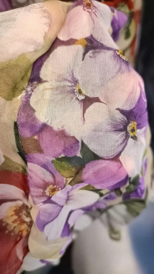 Dolce & Gabbana Beigefarbenes ärmelloses Minikleid in A-Linie mit Blumenmuster