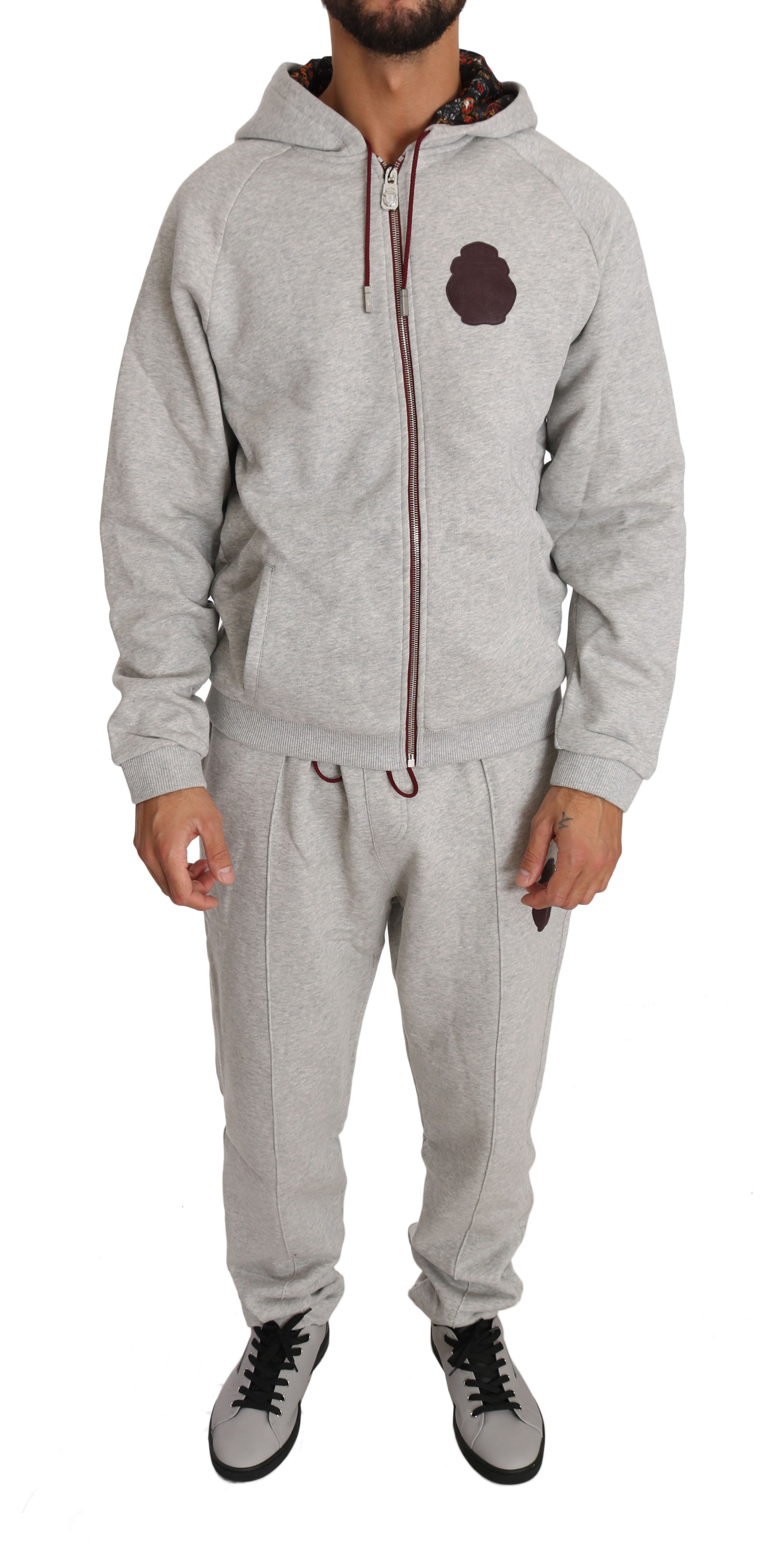 Billionaire Italian Couture Grauer Baumwollpullover Hose Trainingsanzug
