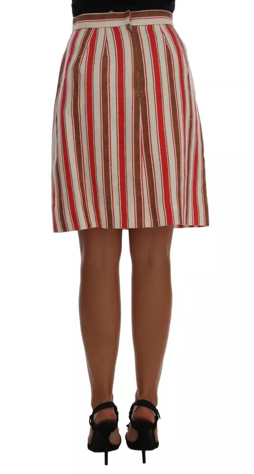 Dolce & Gabbana Multicolor Portofino Streifen Baumwolle Midirock