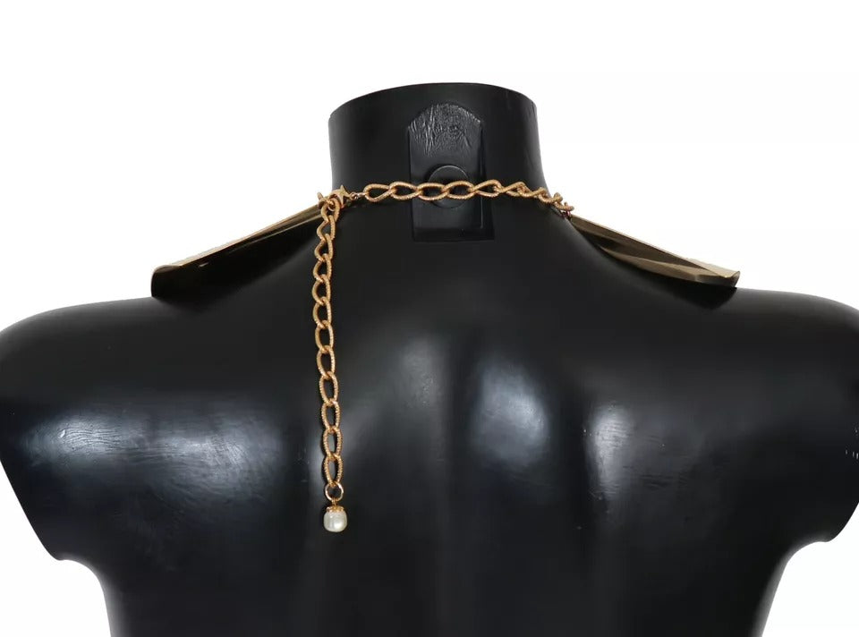 Dolce & Gabbana Gold Bow Crystal verschönert Runway Halsband Halskette