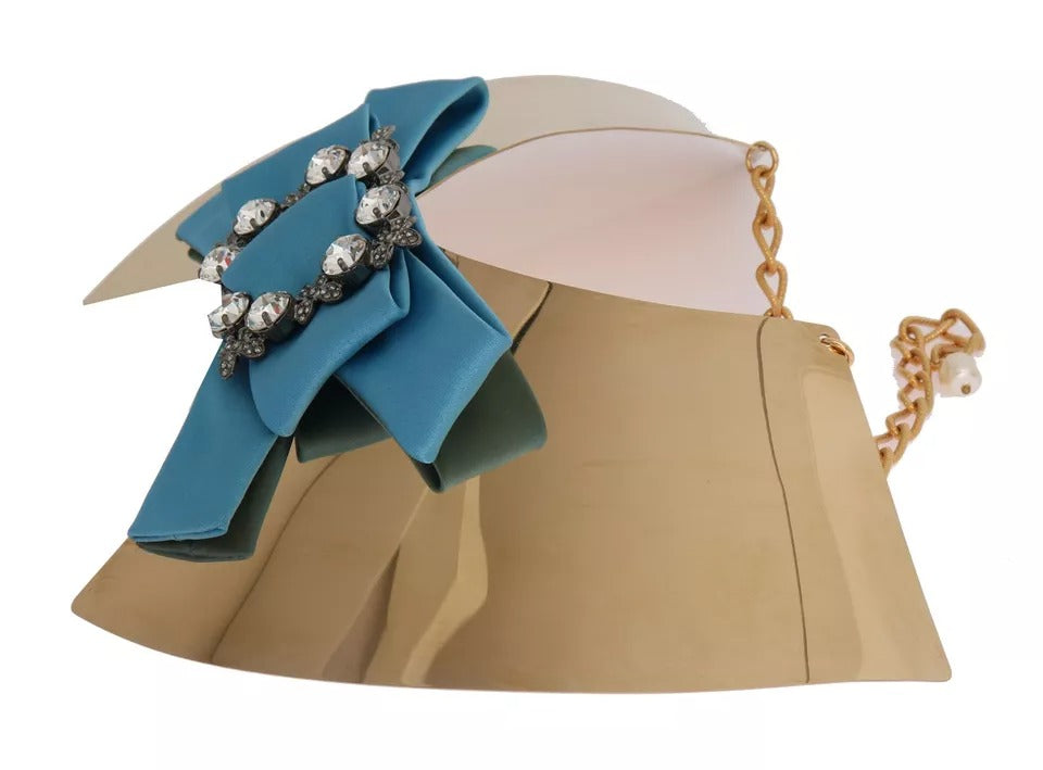 Dolce & Gabbana Gold Bow Crystal verschönert Runway Halsband Halskette