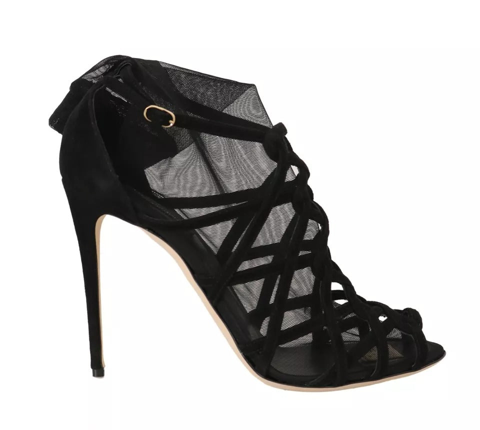 Dolce & Gabbana Schwarz Wildleder Stilettos Booties Socken Schuhe