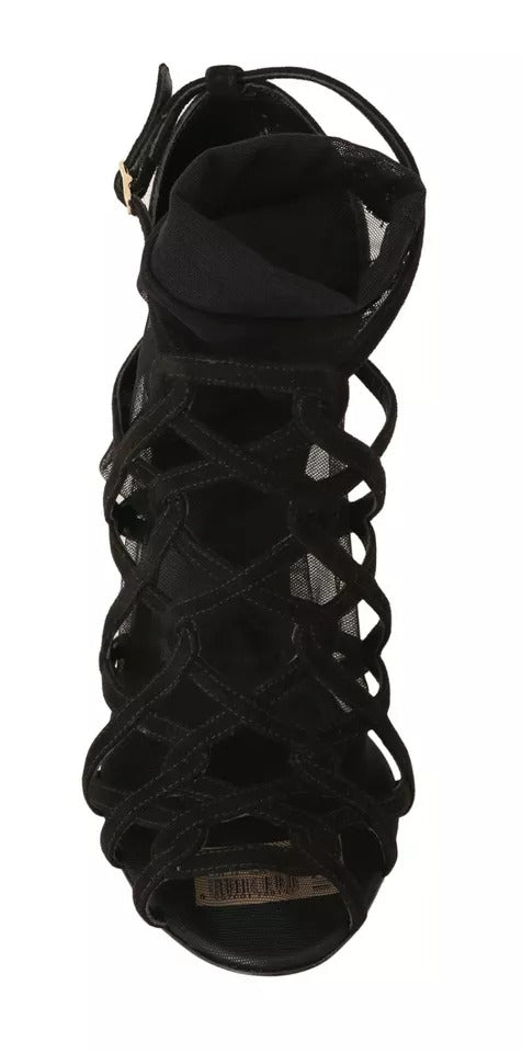 Dolce & Gabbana Schwarz Wildleder Stilettos Booties Socken Schuhe