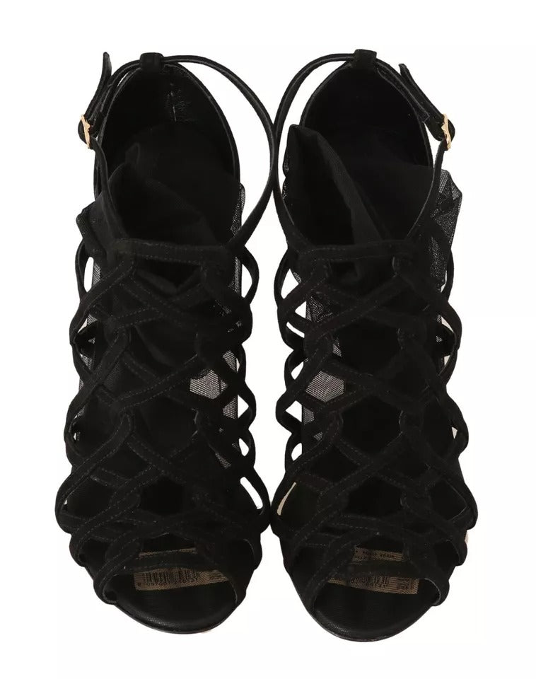 Dolce & Gabbana Schwarz Wildleder Stilettos Booties Socken Schuhe