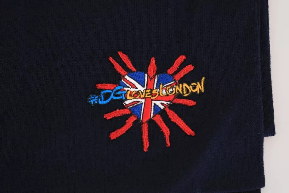 Dolce & Gabbana Blaue Wolle #DGLovesLondon Schal Schal