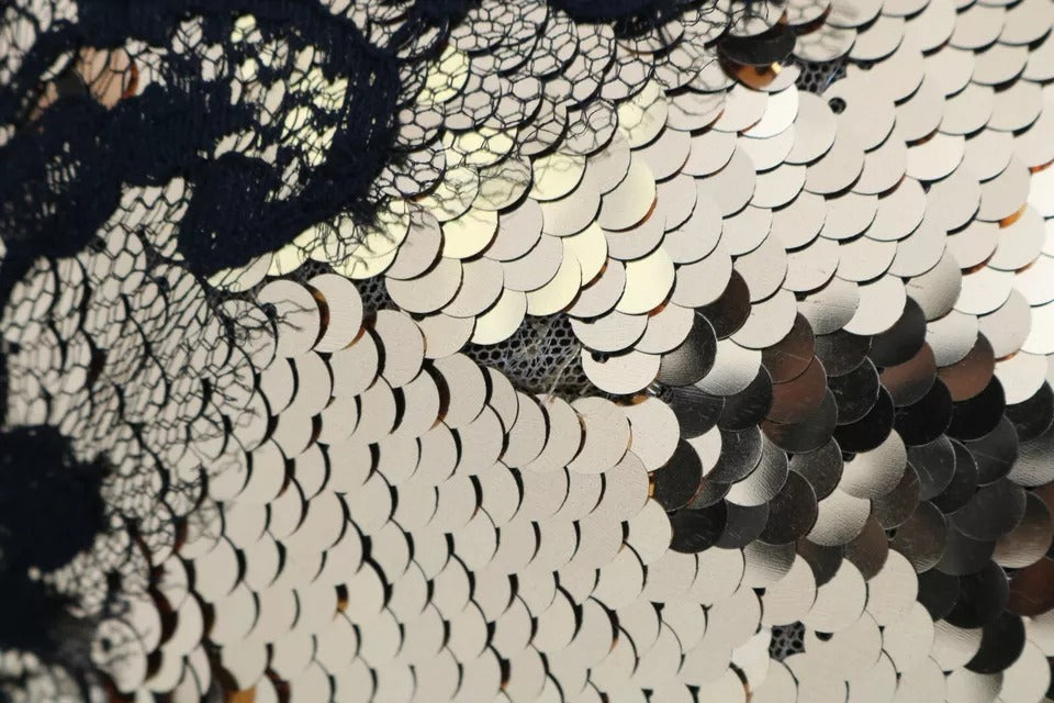 Dolce & Gabbana Goldfarbenes trägerloses Kleid aus paillettenbesetzter Spitze