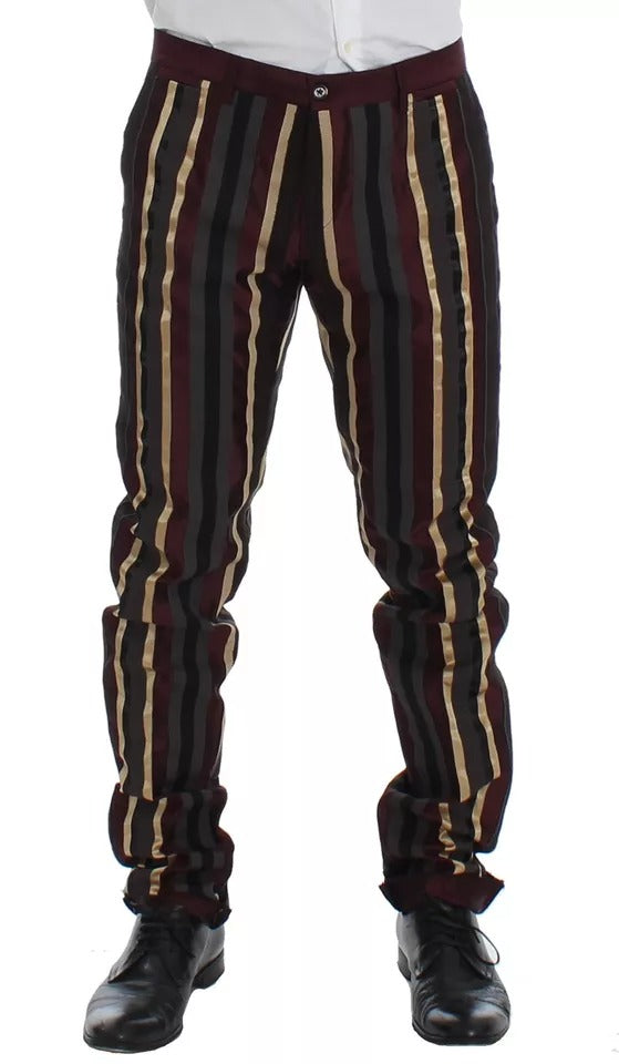 Dolce & Gabbana Mehrfarbiger gestreifter Runway 3-teiliger Slim Fit Westenanzug