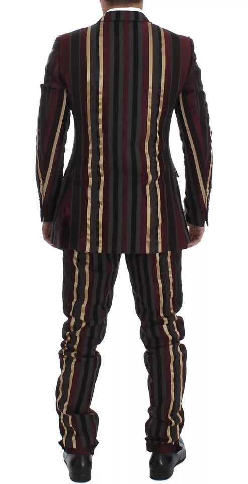 Dolce & Gabbana Mehrfarbiger gestreifter Runway 3-teiliger Slim Fit Westenanzug
