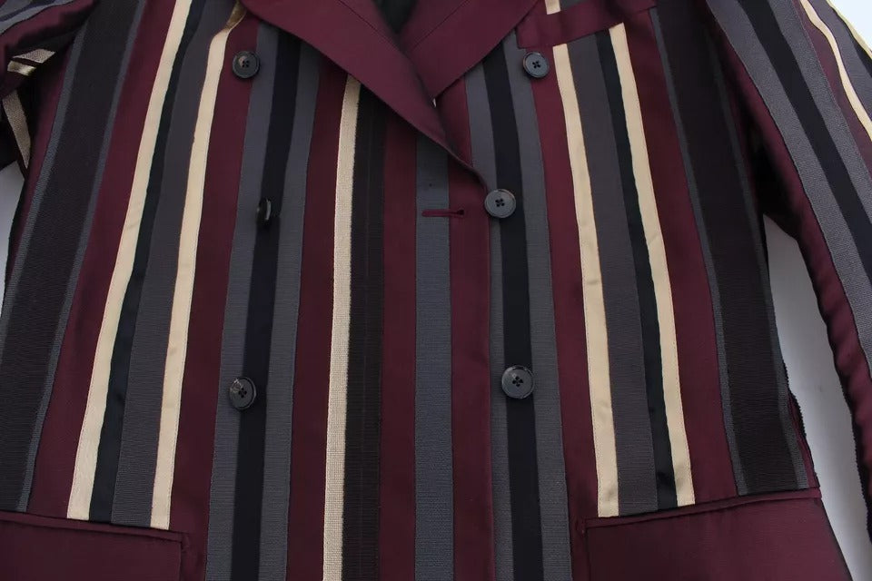 Dolce & Gabbana Mehrfarbiger gestreifter Runway 3-teiliger Slim Fit Westenanzug
