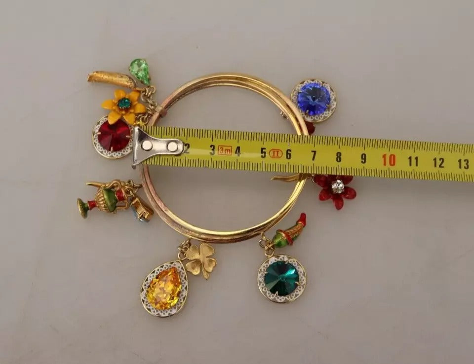 Dolce & Gabbana Multicolor Crystal Gold Tone Armreif aus Messing
