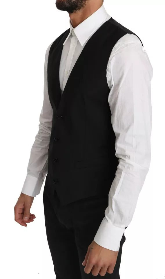 Dolce & Gabbana Schwarze Logo-Weste aus Wolle
