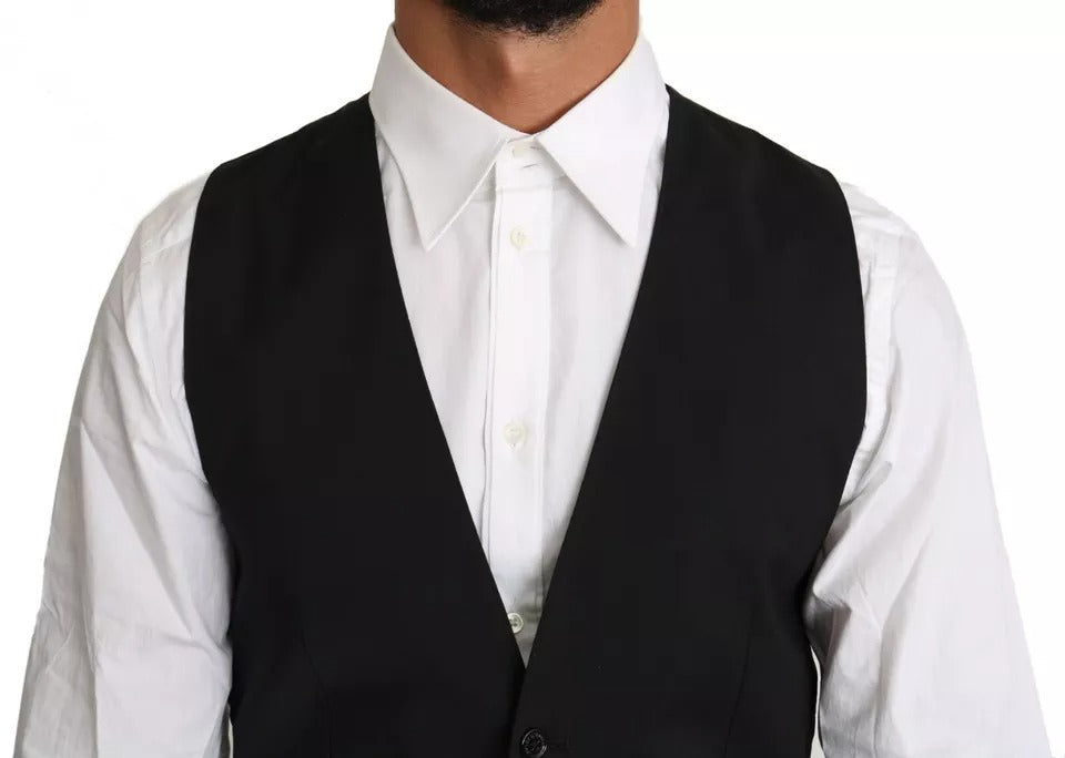 Dolce & Gabbana Schwarze Logo-Weste aus Wolle