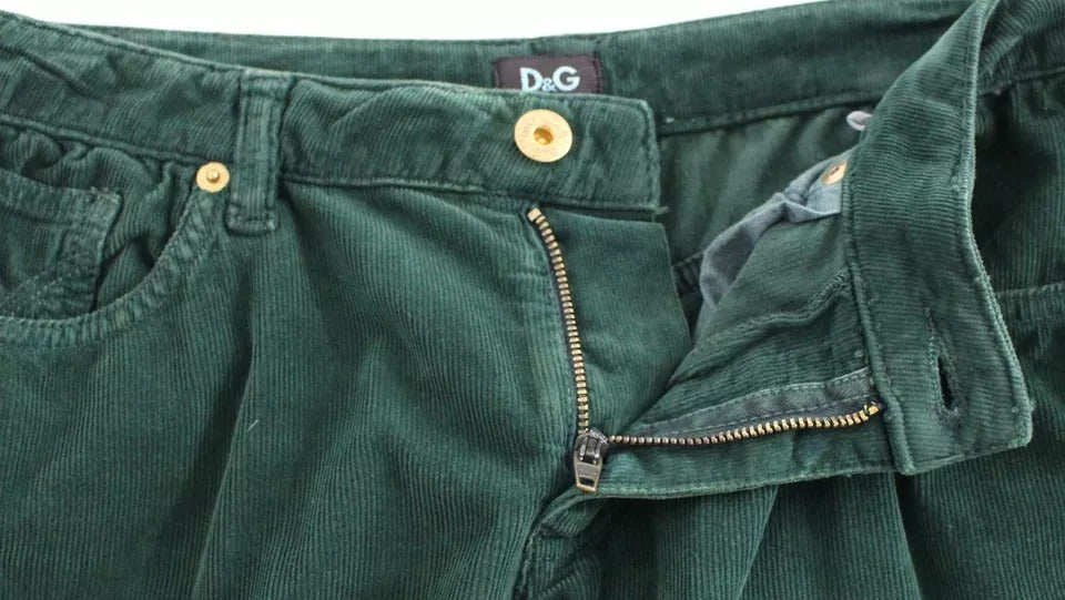 Dolce & Gabbana Grüne Baumwoll-Corduroys SLIMMY Fit D&G-Hosen