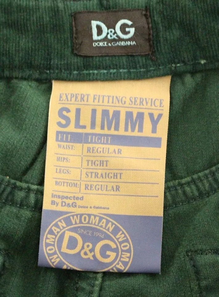 Dolce & Gabbana Grüne Baumwoll-Corduroys SLIMMY Fit D&G-Hosen