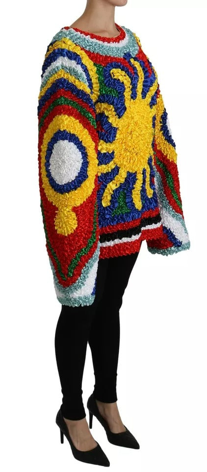 Dolce & Gabbana Multicolor Sun Ruffled Top Bluse Pullover