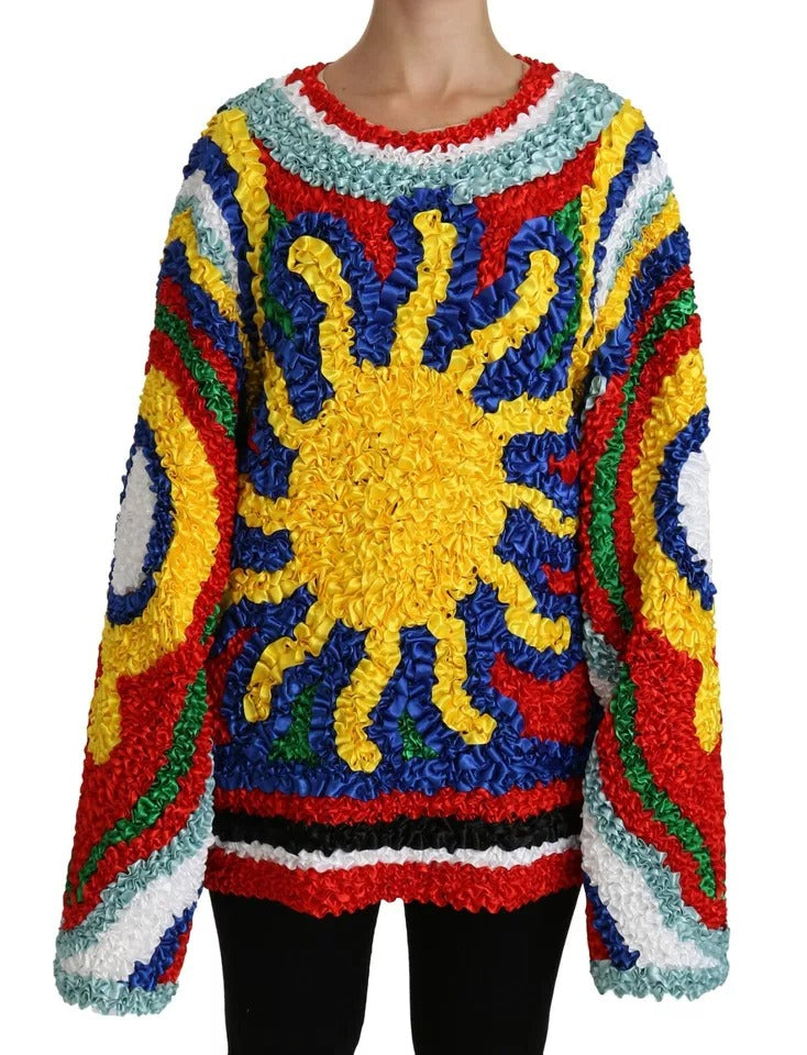 Dolce & Gabbana Multicolor Sun Ruffled Top Bluse Pullover