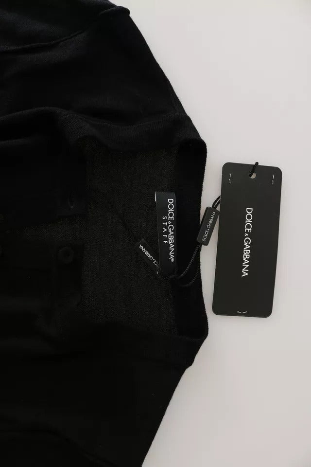 Dolce & Gabbana Schwarzes langärmeliges Oberteil aus Schurwolle Bluse Top