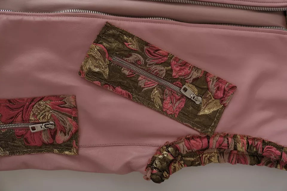 Dolce & Gabbana Pinke ärmellose Lederweste Jacke Bluse