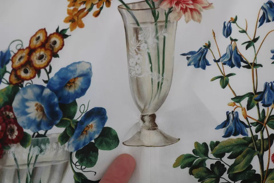 Dolce & Gabbana Weißes Minikleid mit floraler Spitze und Vase