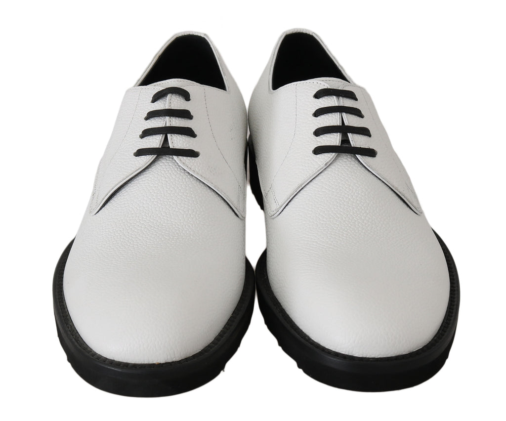 Dolce & Gabbana Weiße Leder Derby Kleid Formelle Schuhe