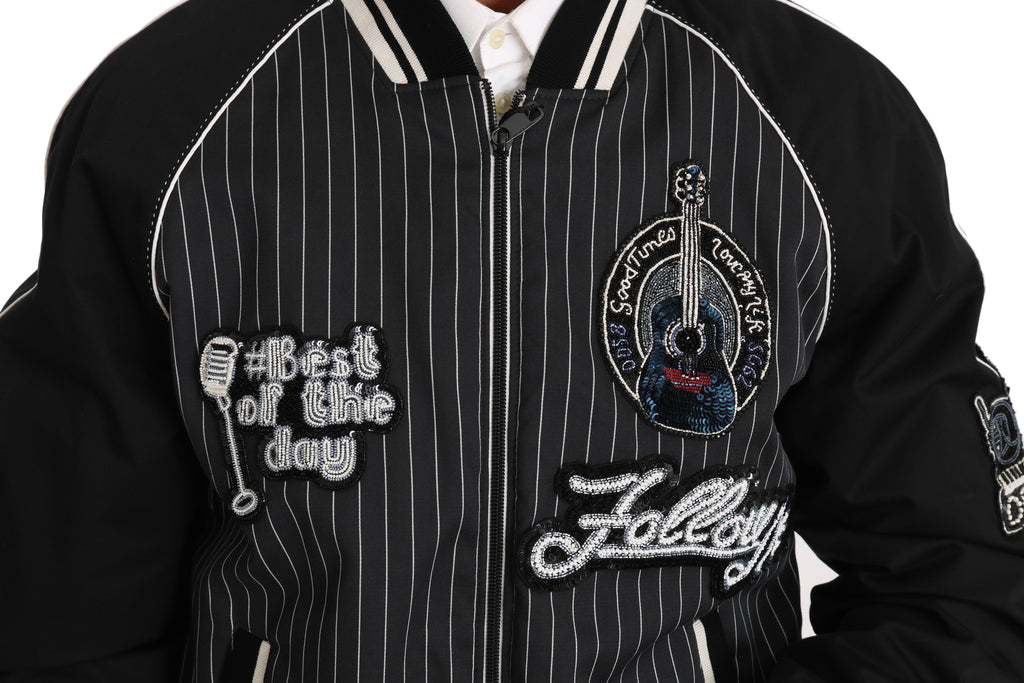 Dolce & Gabbana Schwarze DD58 SG62 Paillettenbesetzte Perlenjacke