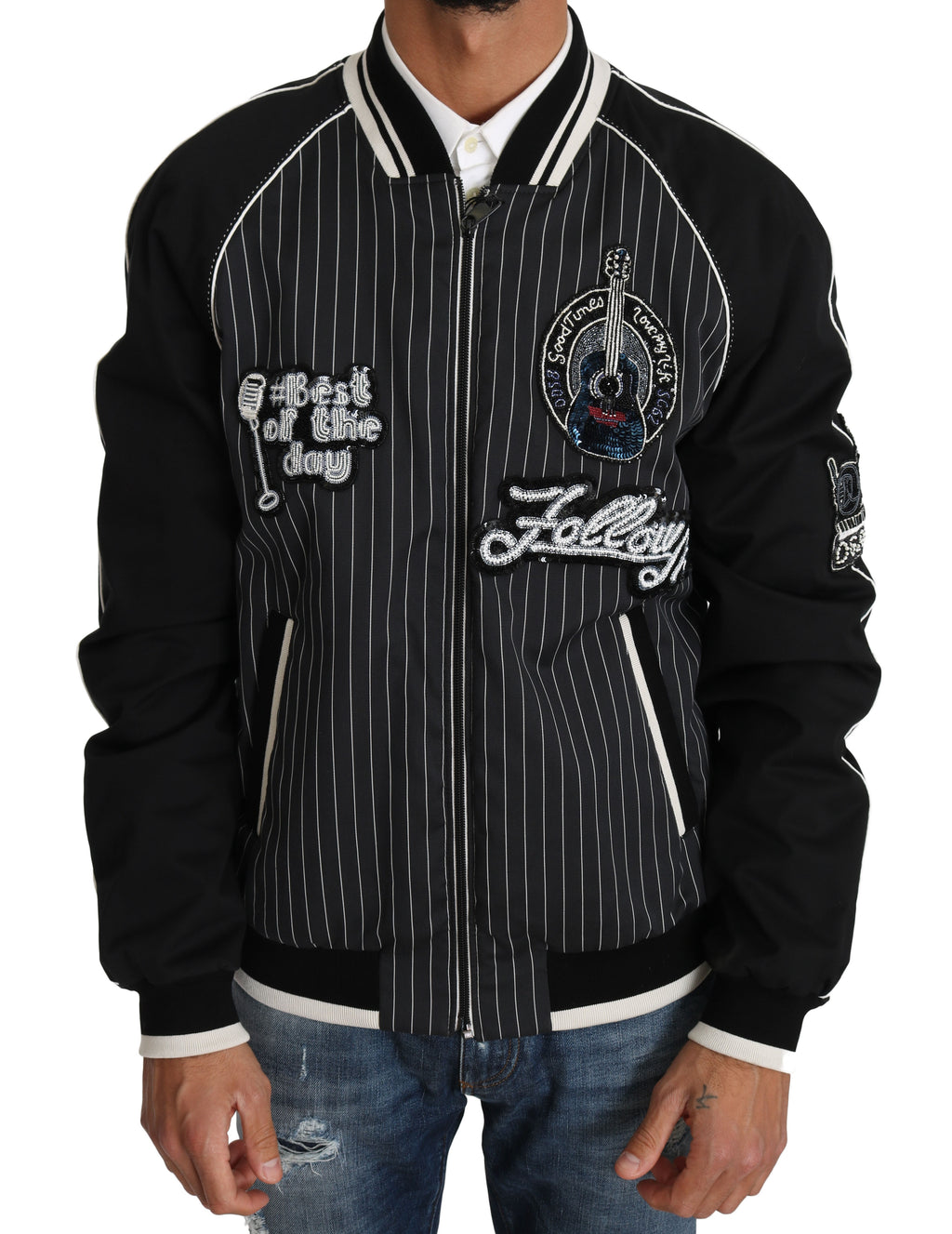 Dolce & Gabbana Schwarze DD58 SG62 Paillettenbesetzte Perlenjacke