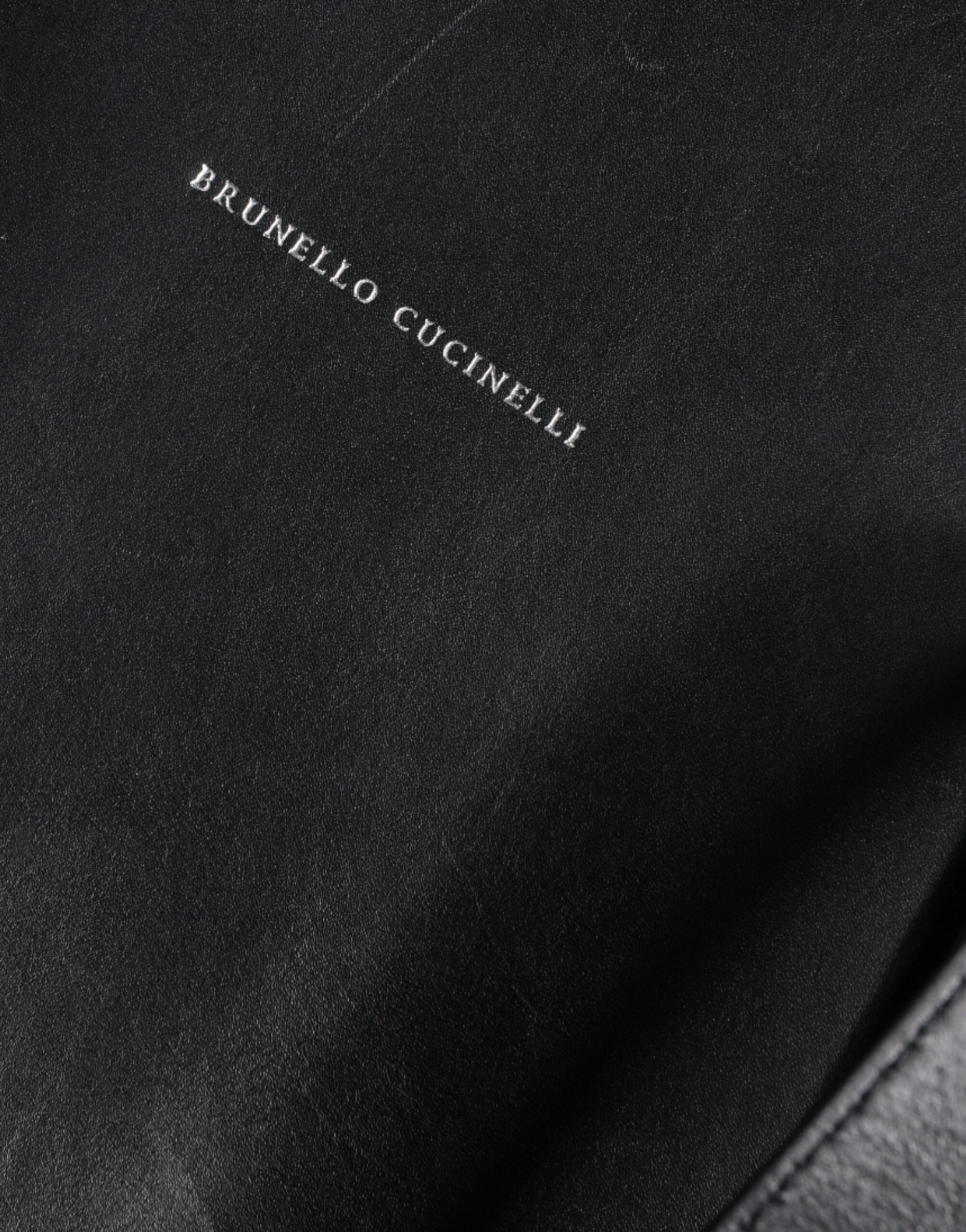 Brunello Cucinelli Schwarze Leder-Logo-Schulterriemen-Einkaufstasche