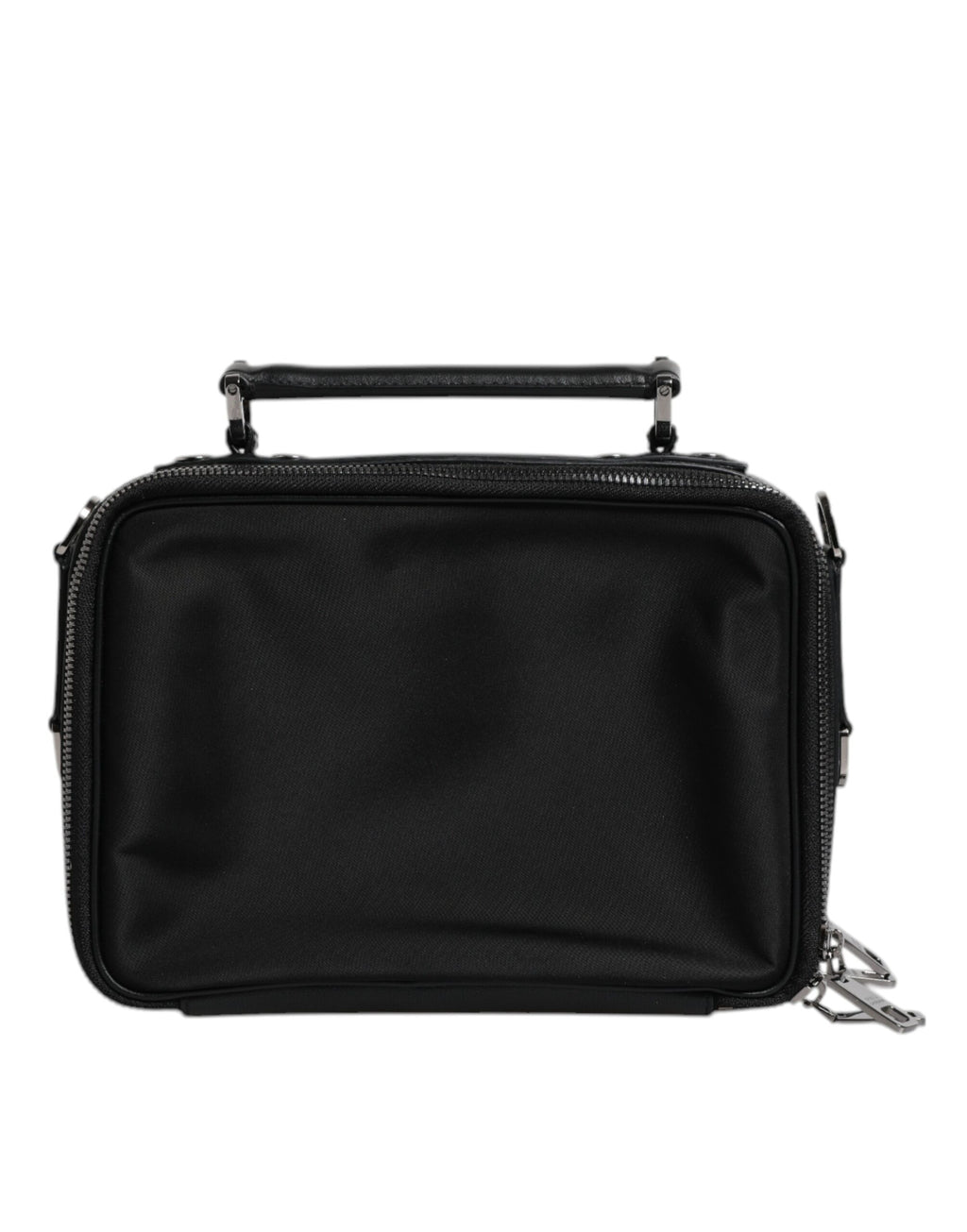 Dolce & Gabbana Schwarze Nylon Leder Logo Top Handle Crossbody Tasche
