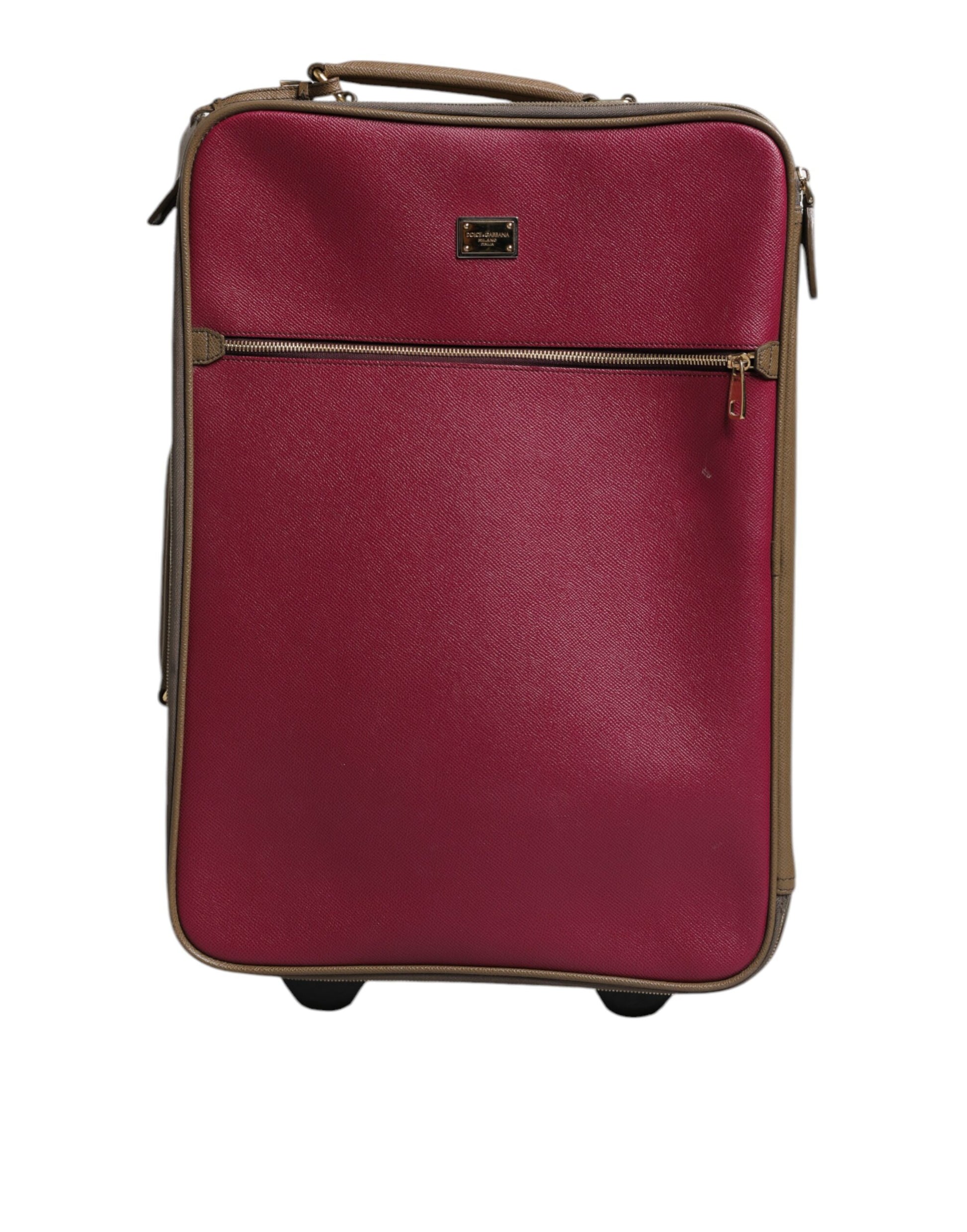 Dolce & Gabbana Fuchsia Khaki Leder Trolley Travel Wheel Koffertasche