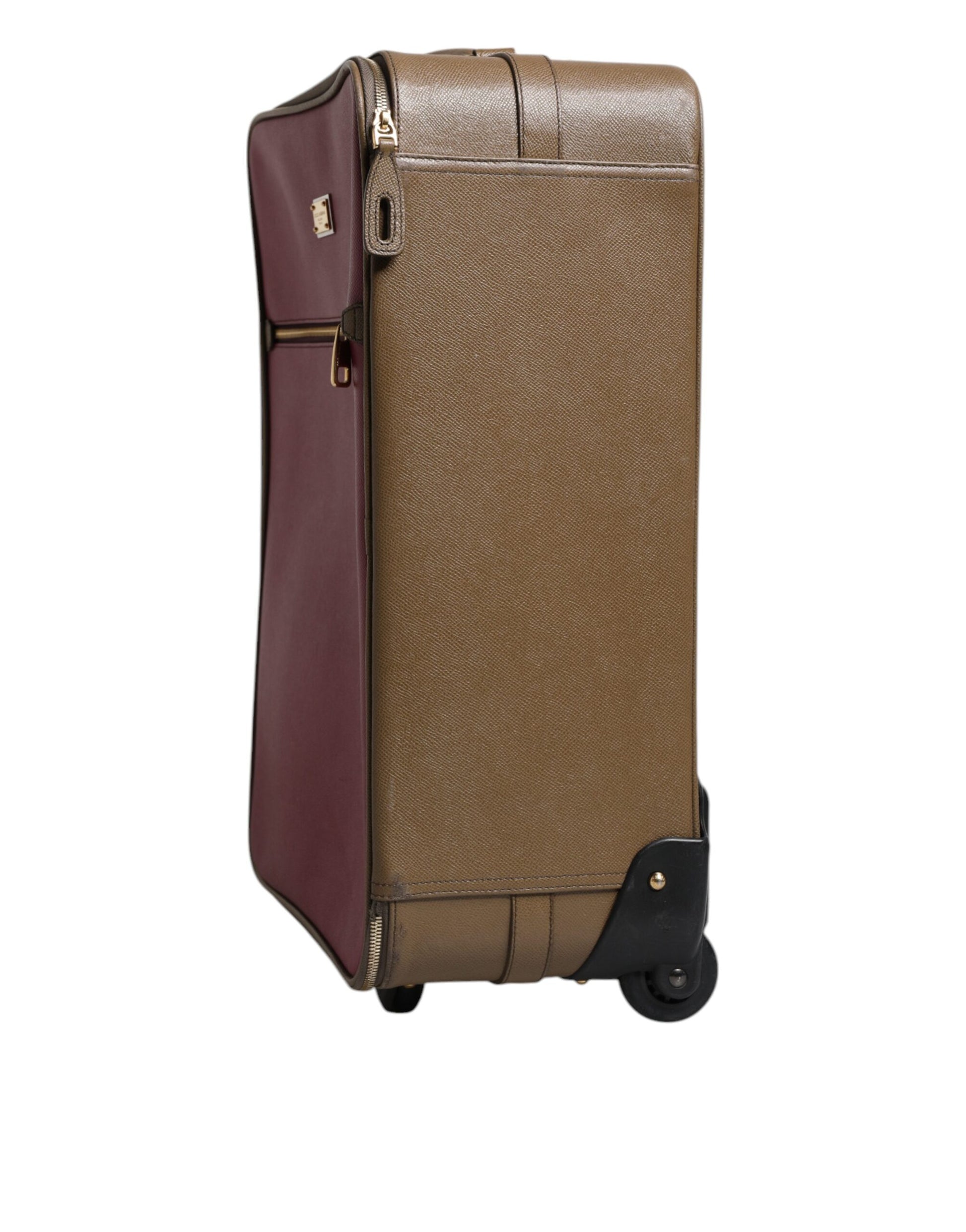 Dolce & Gabbana Fuchsia Khaki Leder Trolley Travel Wheel Koffertasche