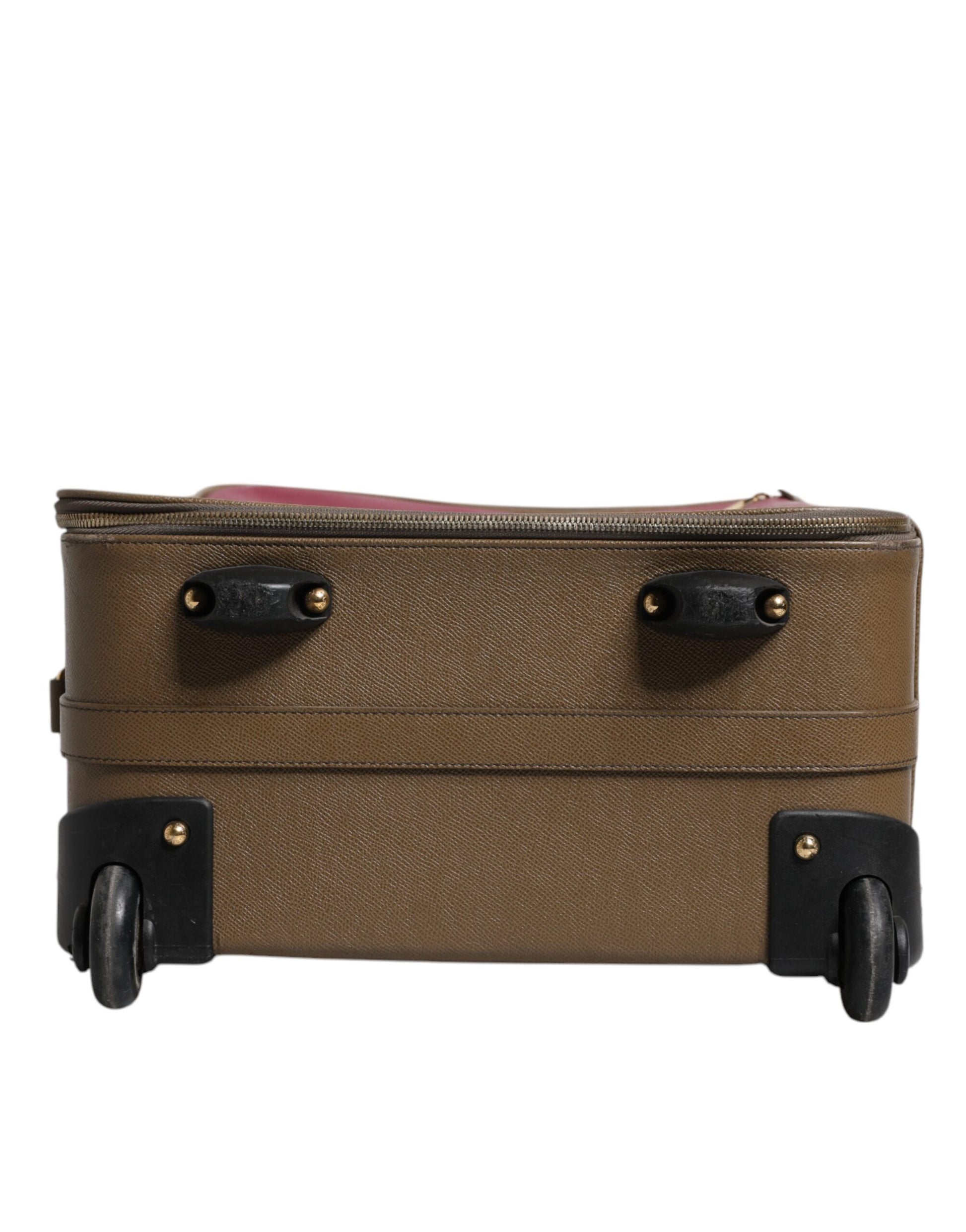 Dolce & Gabbana Fuchsia Khaki Leder Trolley Travel Wheel Koffertasche