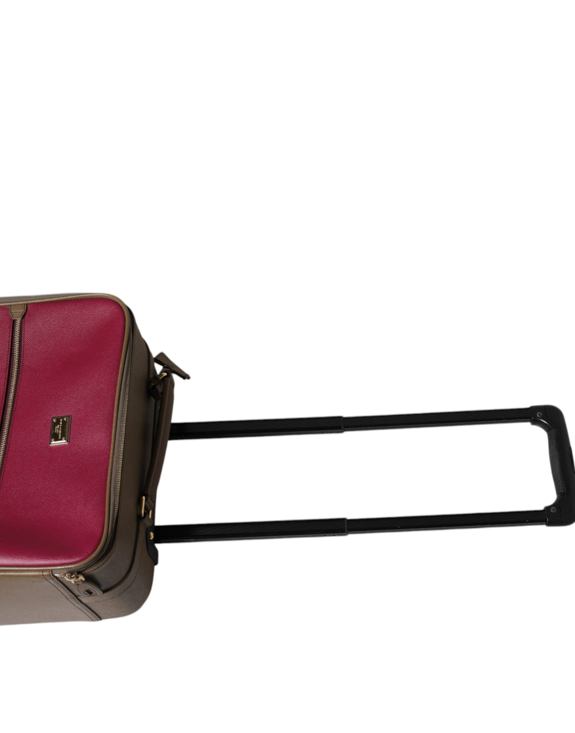 Dolce & Gabbana Fuchsia Khaki Leder Trolley Travel Wheel Koffertasche