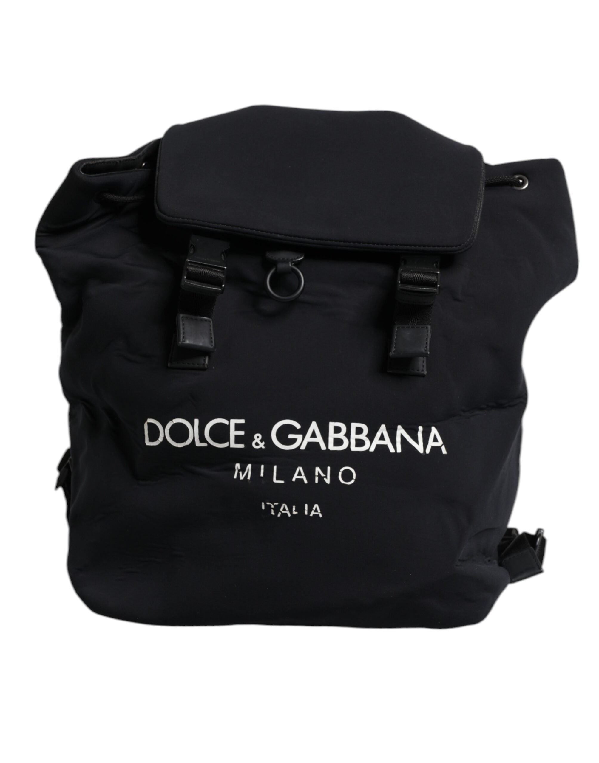 Dolce & Gabbana Schwarzer Neopren Nylon DG Logo Schulrucksack Tasche