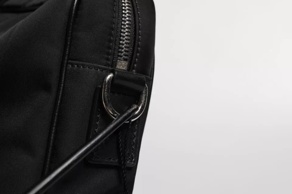 Dolce & Gabbana Schwarze Logo-Plakette mit doppeltem Henkel Messenger Bag