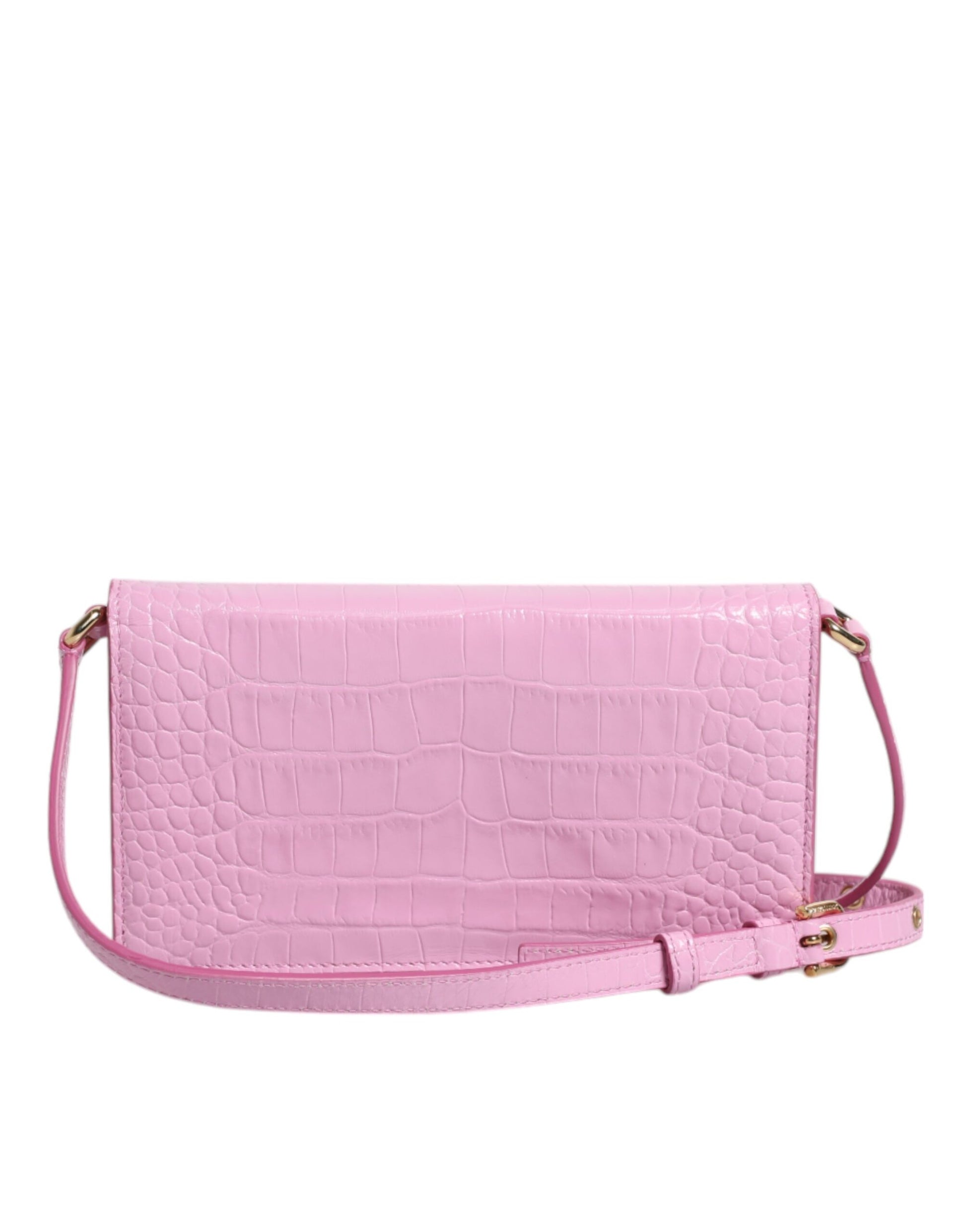 Dolce & Gabbana Rosa Exotic Leather Logo Plaque Crossbody Tasche