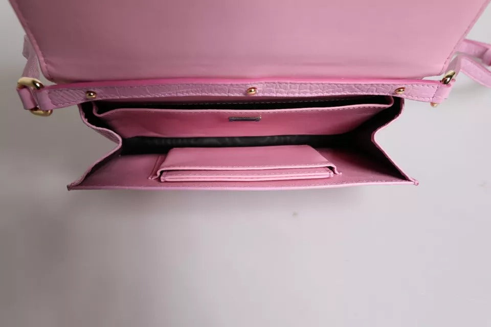 Dolce & Gabbana Rosa Exotic Leather Logo Plaque Crossbody Tasche