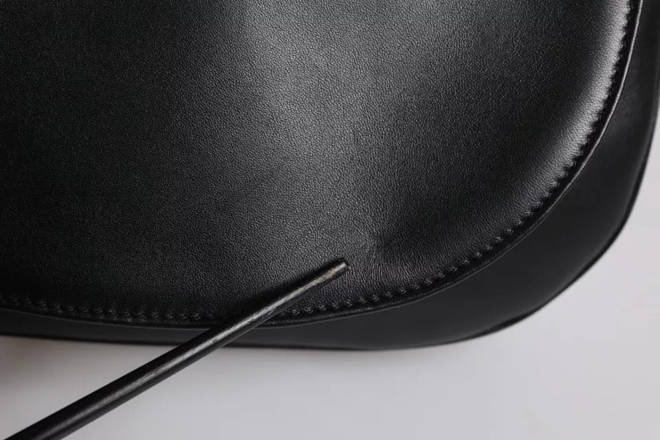 Dolce & Gabbana Black Leather Flap Saddle Shoulder Bag