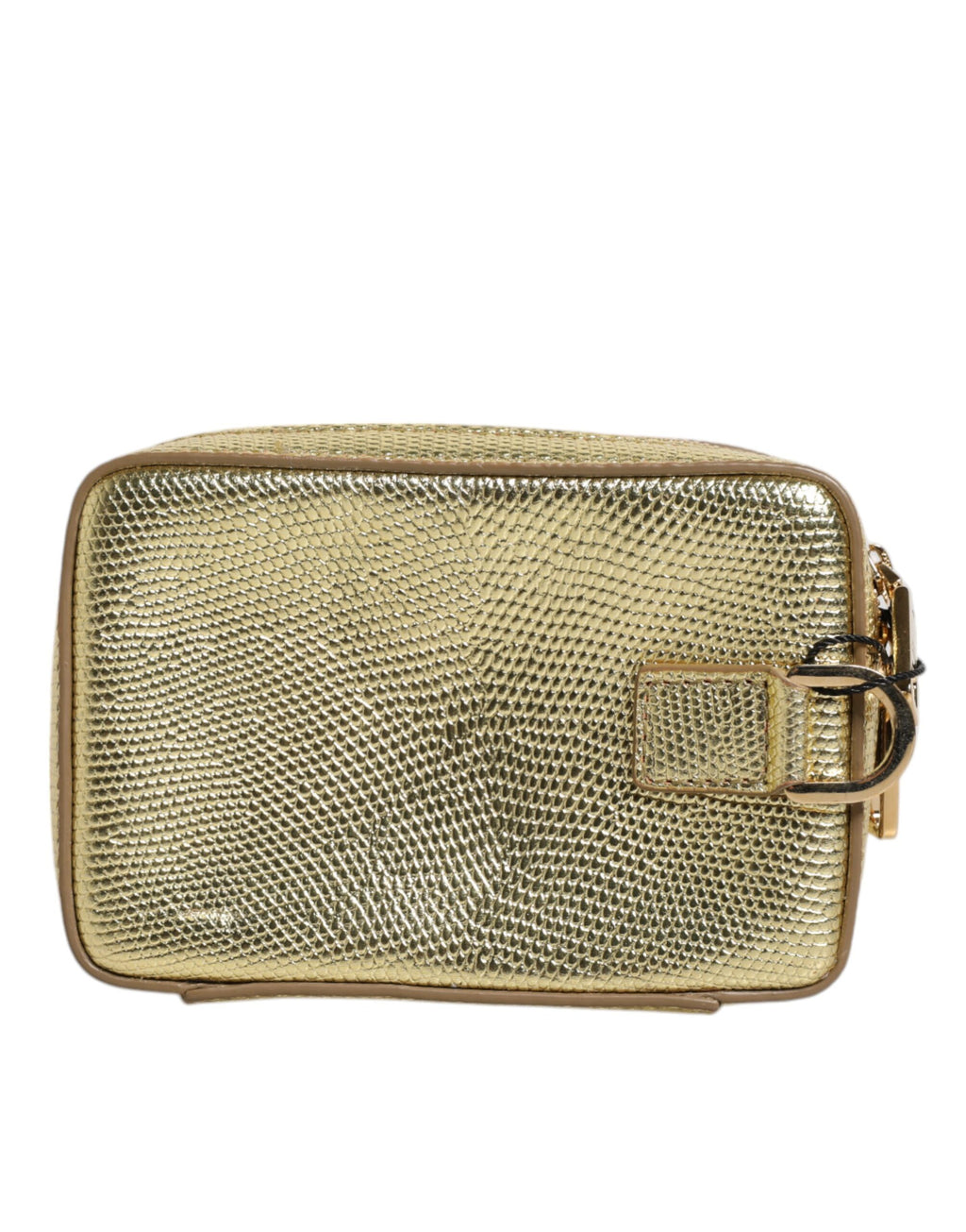 Dolce & Gabbana Goldene Leder DG Logo Plaque Zip Around Clutch Tasche