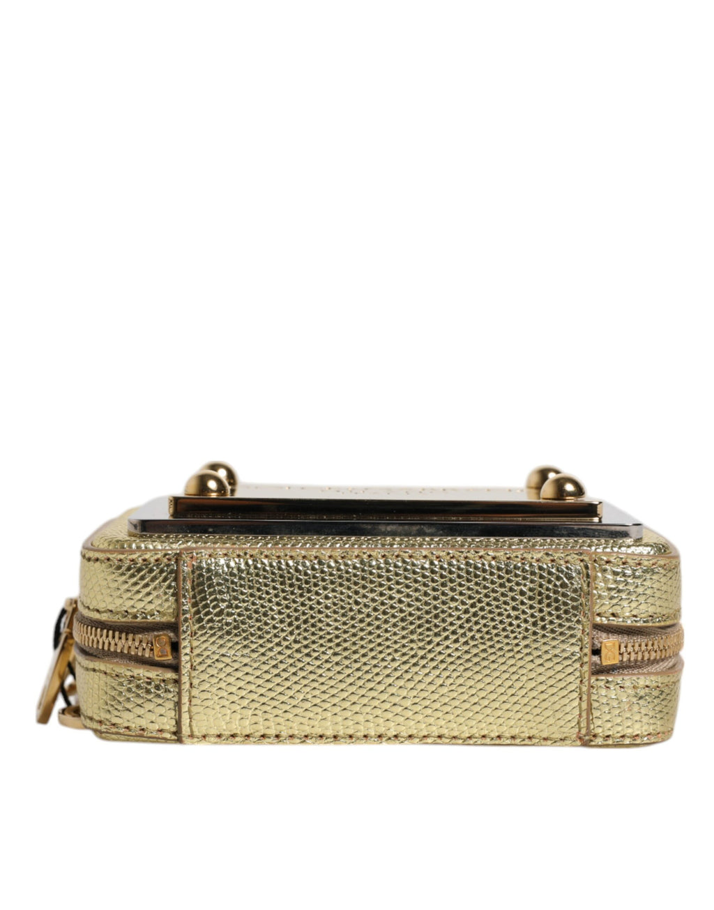 Dolce & Gabbana Goldene Leder DG Logo Plaque Zip Around Clutch Tasche