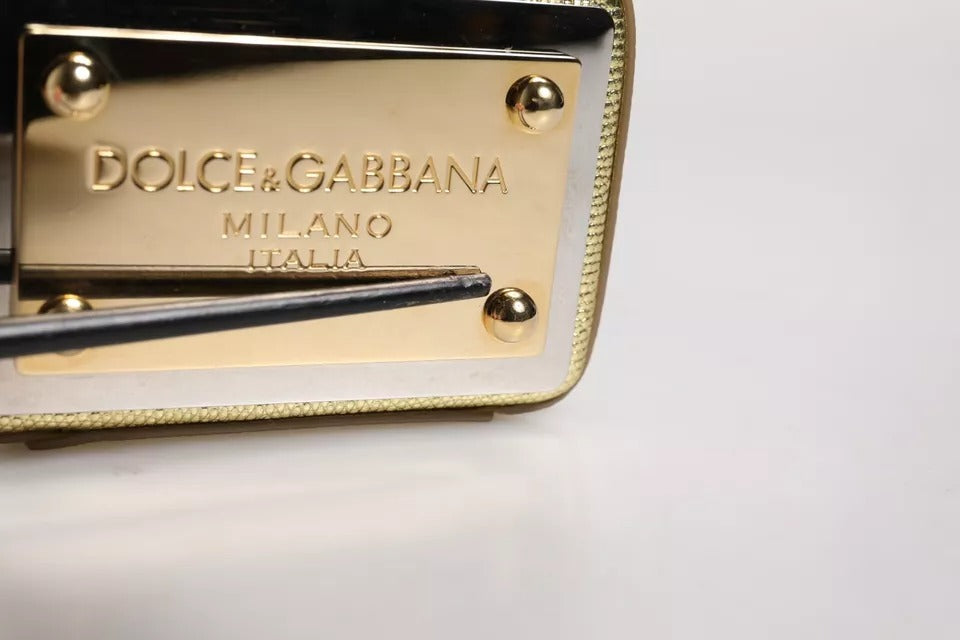 Dolce & Gabbana Goldene Leder DG Logo Plaque Zip Around Clutch Tasche